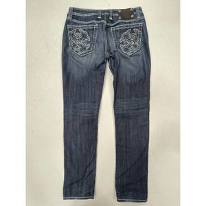 Miss Me Skinny Jeans Sz 29 Bling Cross Studded Dark Wash